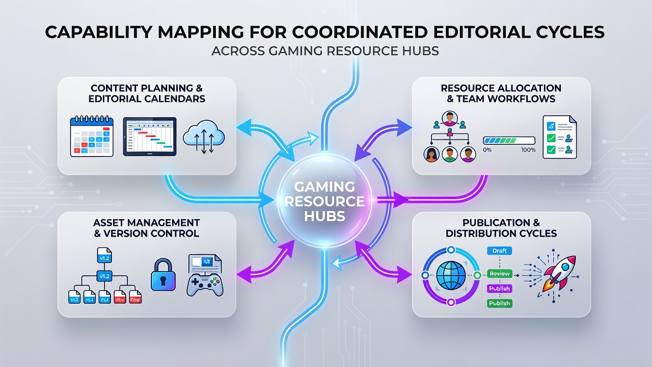 Overview of capability mapping framework applied to editorial workflows in distributed gaming resource networks