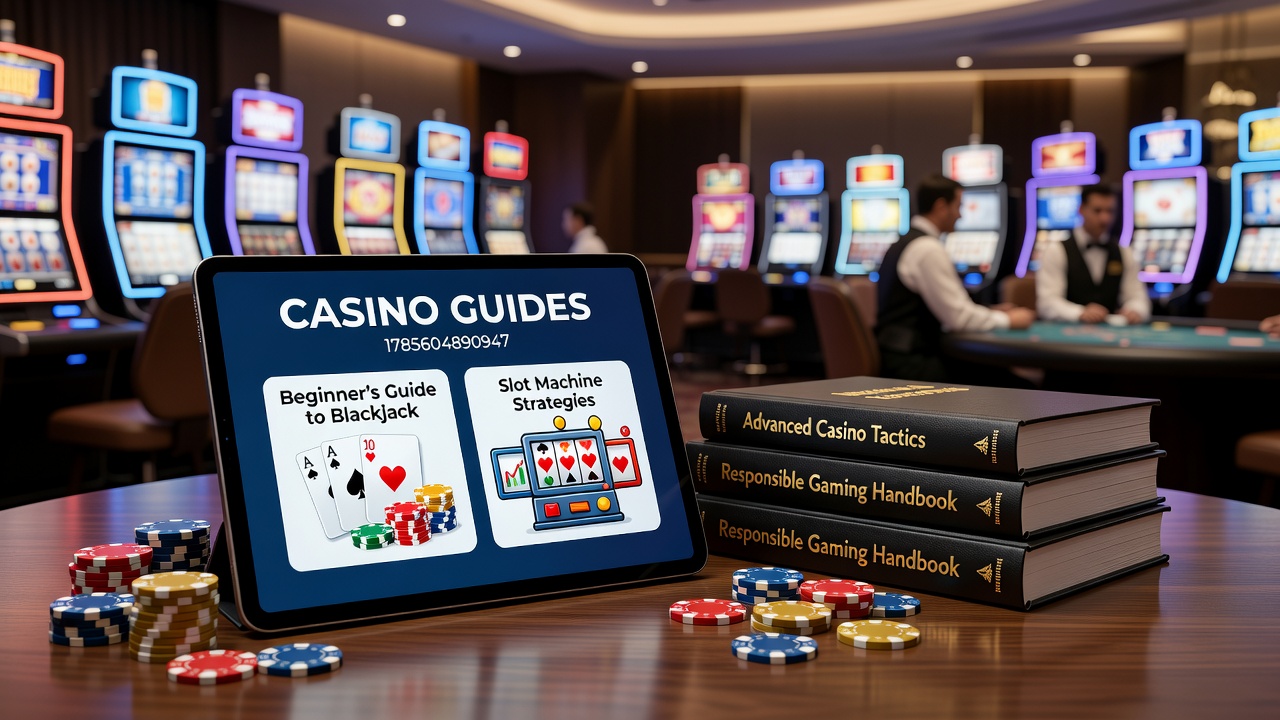 Detailed casino guide layout with sections on bonuses, payments, and licensing