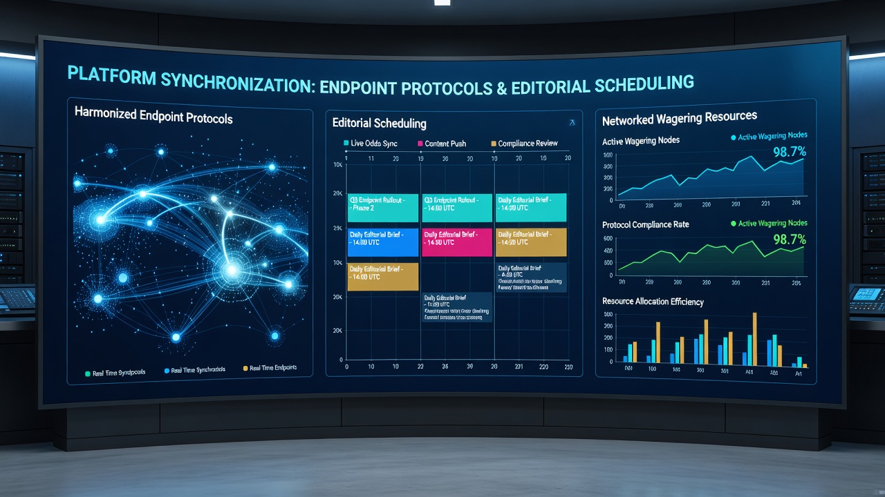 Editorial scheduling dashboard integrated with endpoint protocol monitoring on a wagering platform network