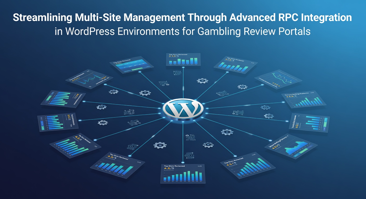 WordPress multi-site dashboard showing RPC integration tools for gambling review portal management