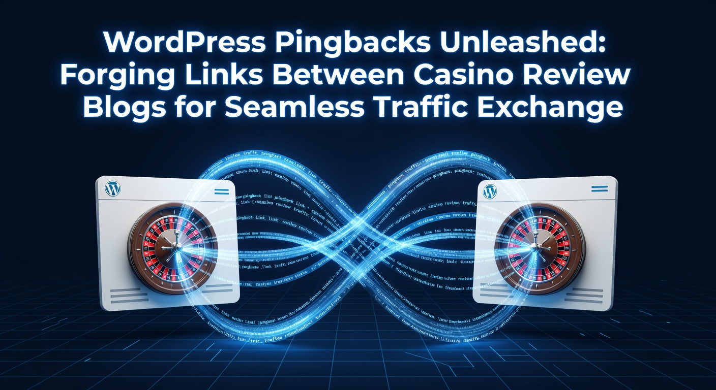 Illustration of interconnected casino review blogs exchanging pingbacks and traffic flows via WordPress links